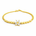 White Crystal Flower Gold Bracelet