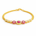 Ruby Cluster Statement Gold Bracelet