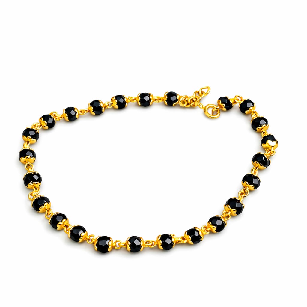 Black Bead Gold Bracelet