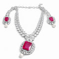 Ruby Square Pendant Silver Necklace