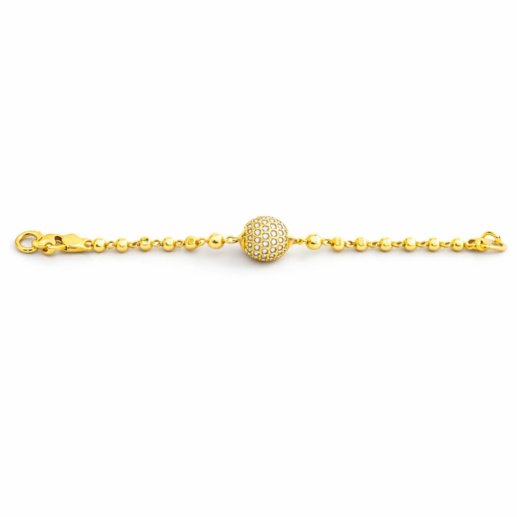Minimal Gold Bead Bracelet with Square Charm
