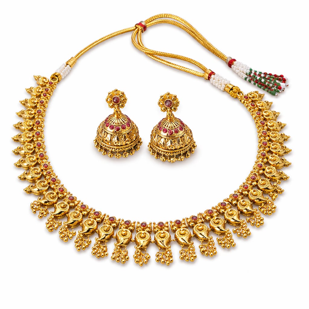Antique Coin Peacock Necklace Set