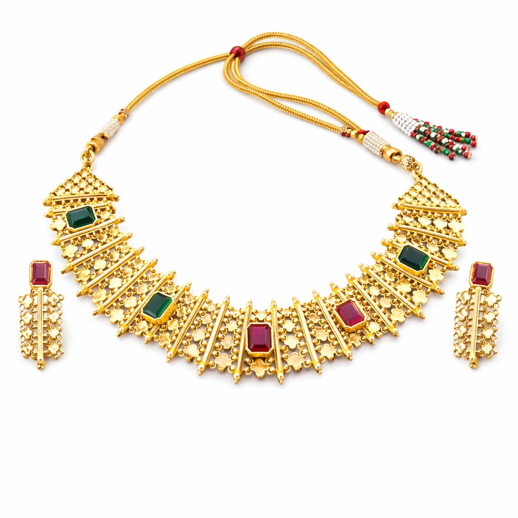 Temple Stone Statement Necklace Set