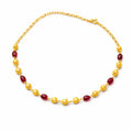 Gold Bead Ruby Accent Necklace