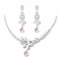 Silver Floral CZ Necklace Set