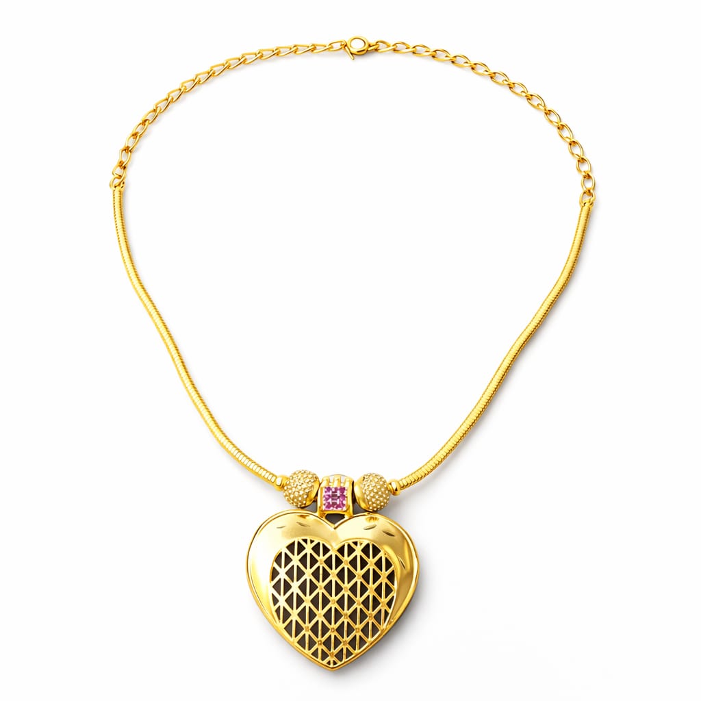 Heart Charm Gold Pendant Necklace