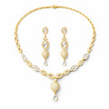 Gold CZ Oval Drop Necklace Set