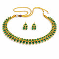 Emerald Leaf Design Gold Necklace Set