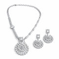 Floral Silver CZ Necklace Set
