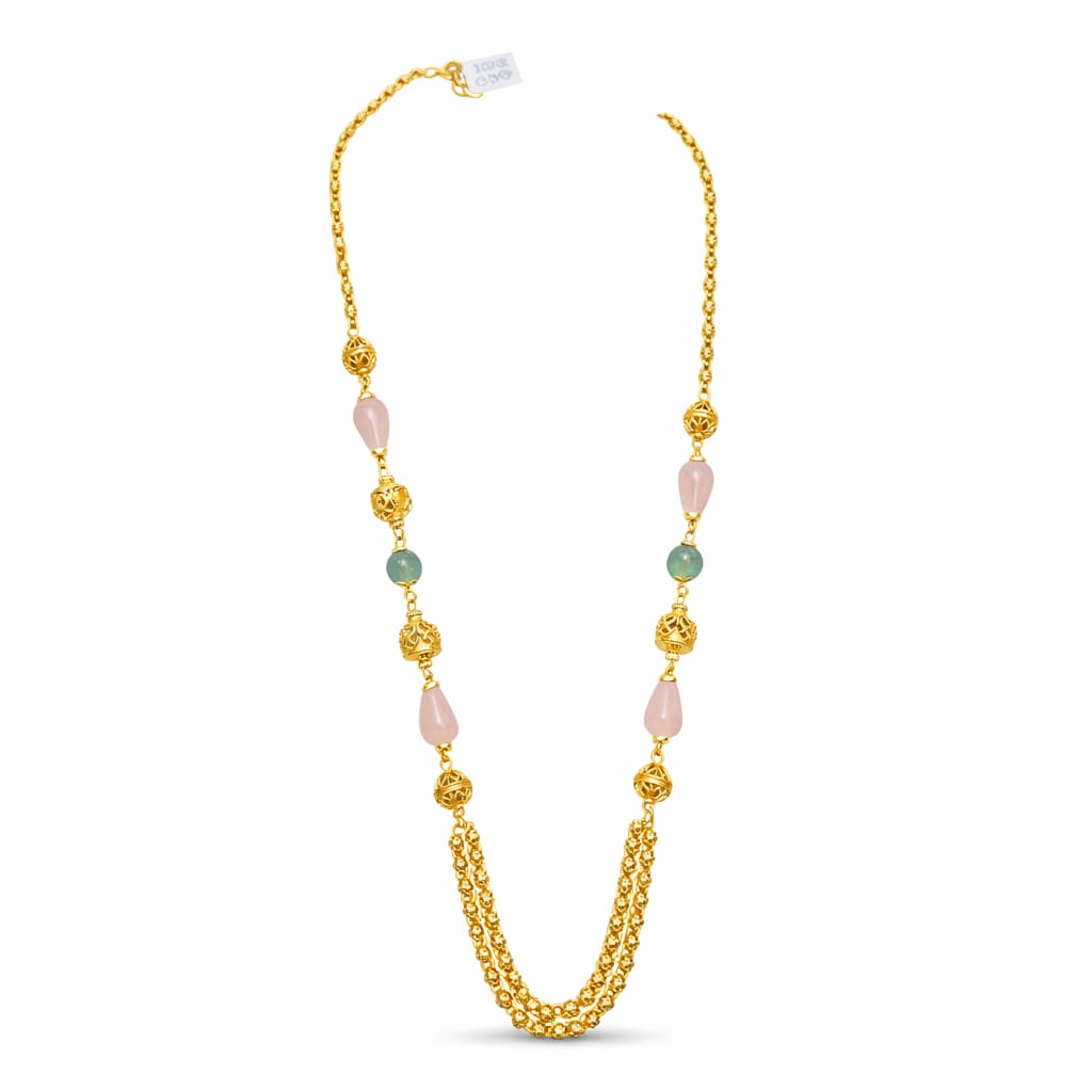 Pastel Stone Gold Bead Long Haram