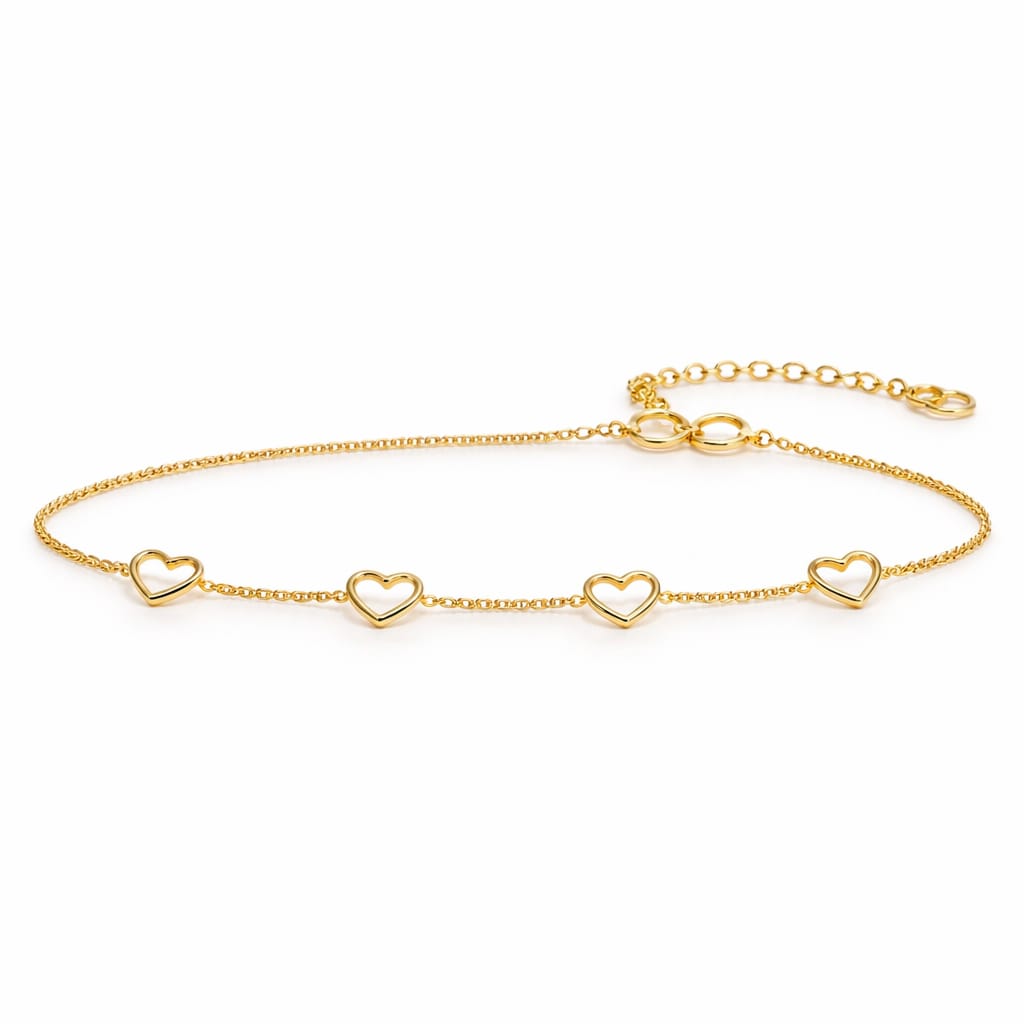 Minimal Heart Chain Gold Bracelet