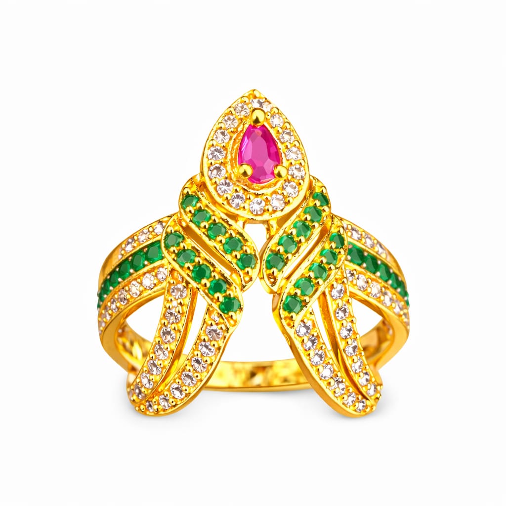 Royal Peacock Elegance Gold Ring