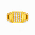 Royal Grid Sparkle Gold Ring