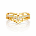 Golden V-Glow Crystal Ring