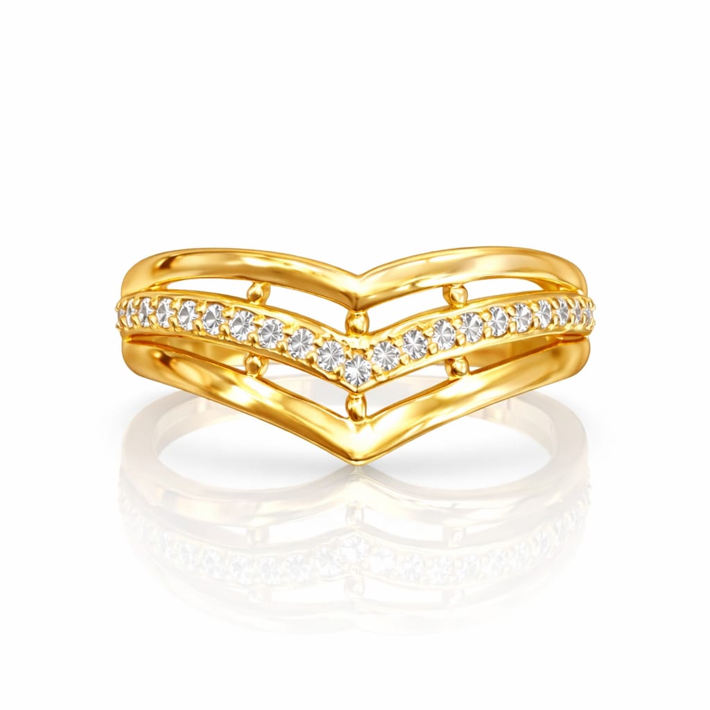 Golden V-Glow Crystal Ring