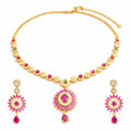 Pink Floral Designer Necklace Set