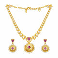 Floral Diamond Finish Gold Necklace