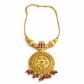 Antique Ruby Circle Pendant Necklace