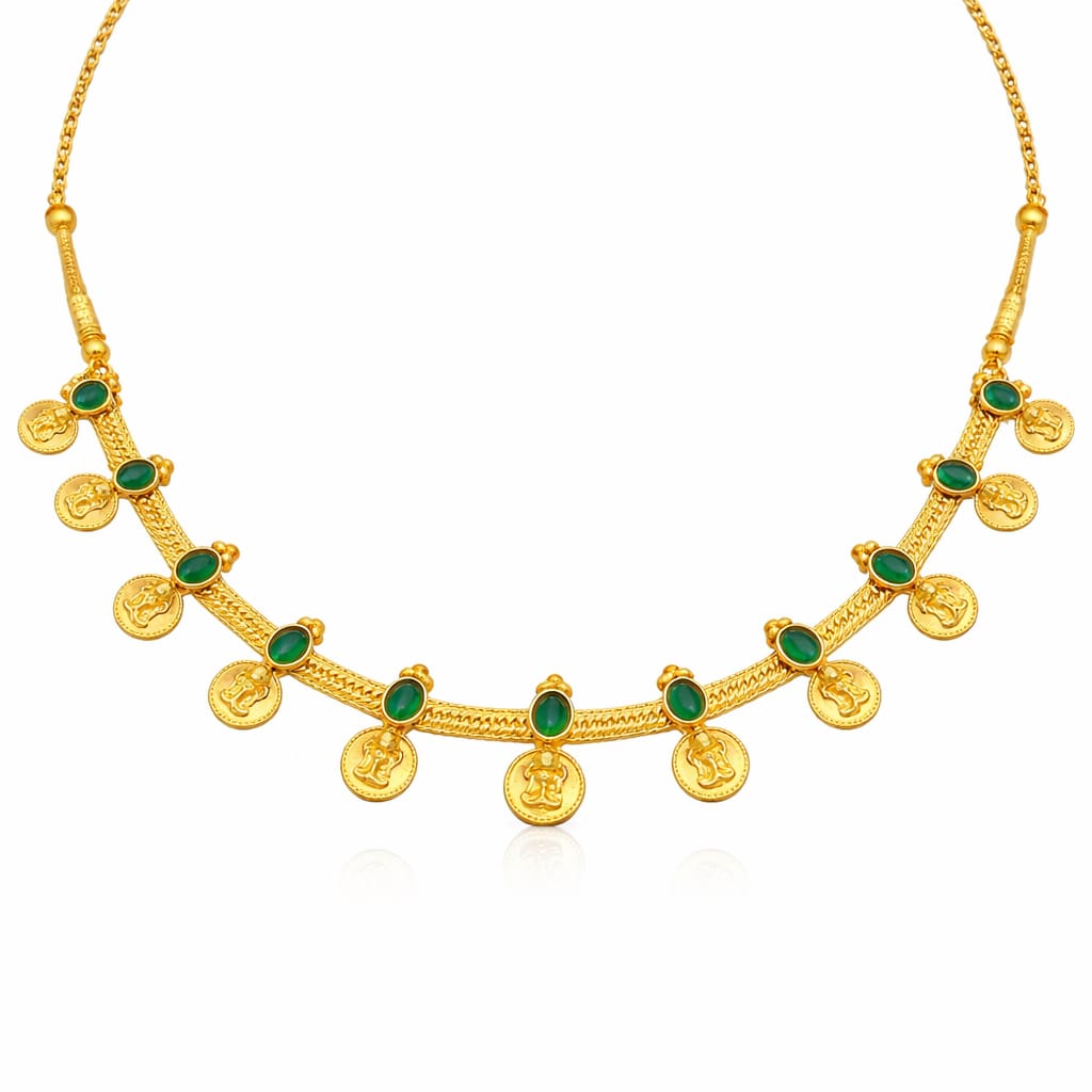 Green Coin Heritage Temple Necklace
