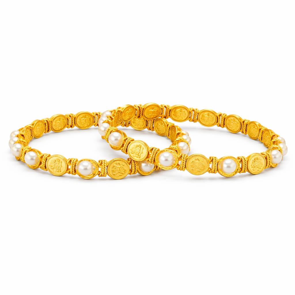 Heritage Coin & Pearl Gold Bangles