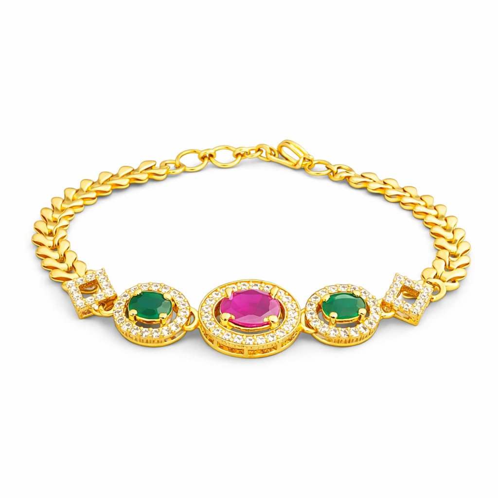 Royal Ruby & Emerald Statement Gold Bracelet