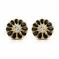 Emerald Floral Gold Stud Earrings