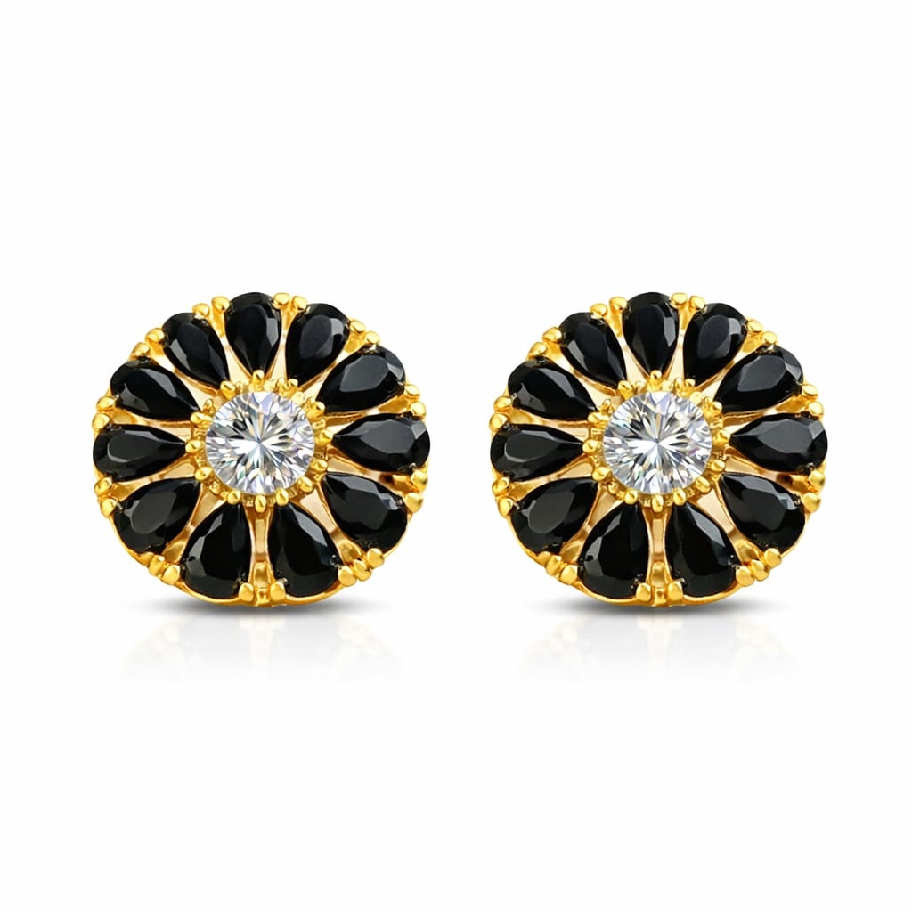 Emerald Floral Gold Stud Earrings