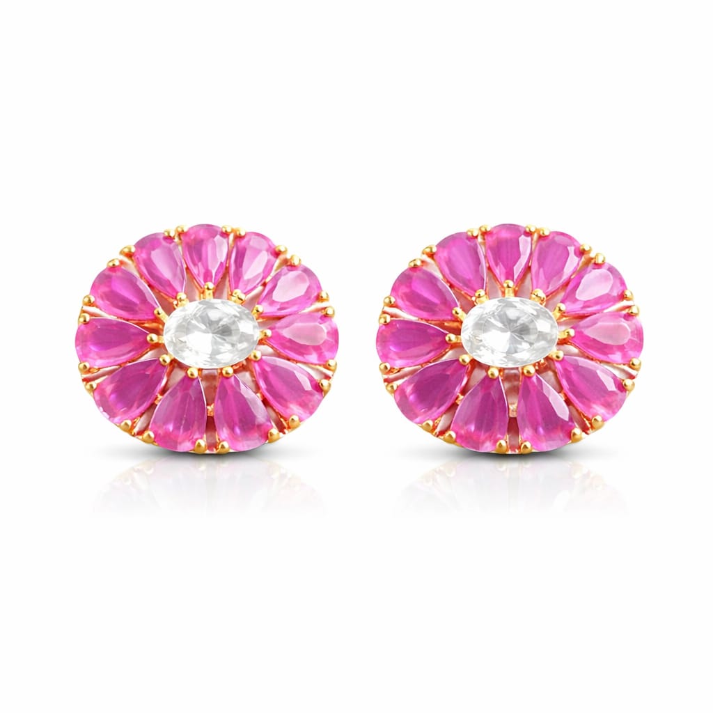 Emerald Floral Gold Stud Earrings