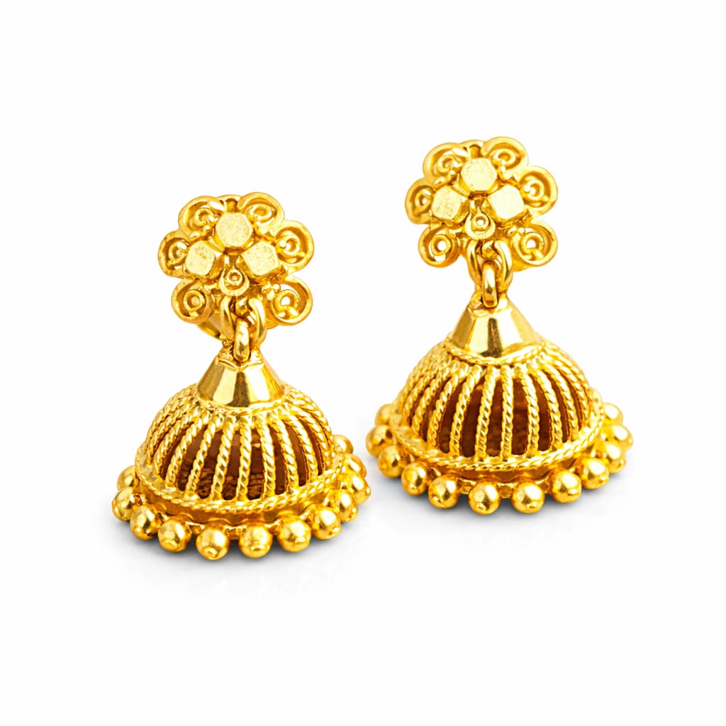 Classic Dome Textured Gold Jhumka Earrings