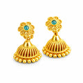 Floral Emerald Traditional Gold Jhumka Earrings