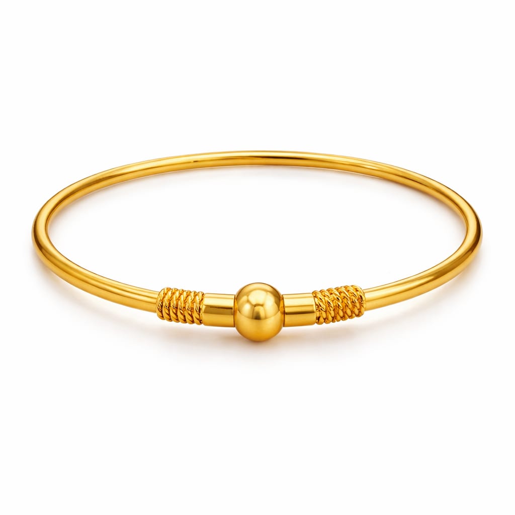 Polished Gold Sphere Designer Bangle
