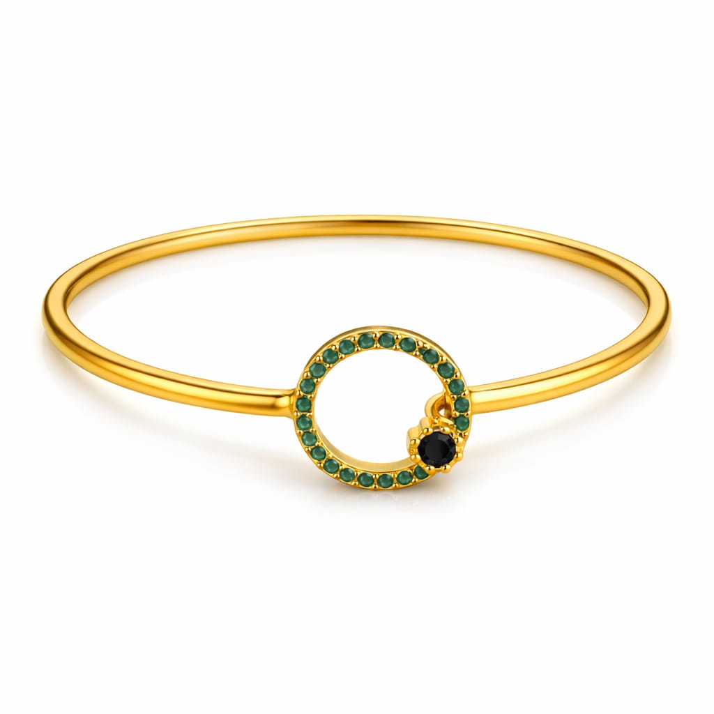 Emerald Circle Designer Gold Bangle