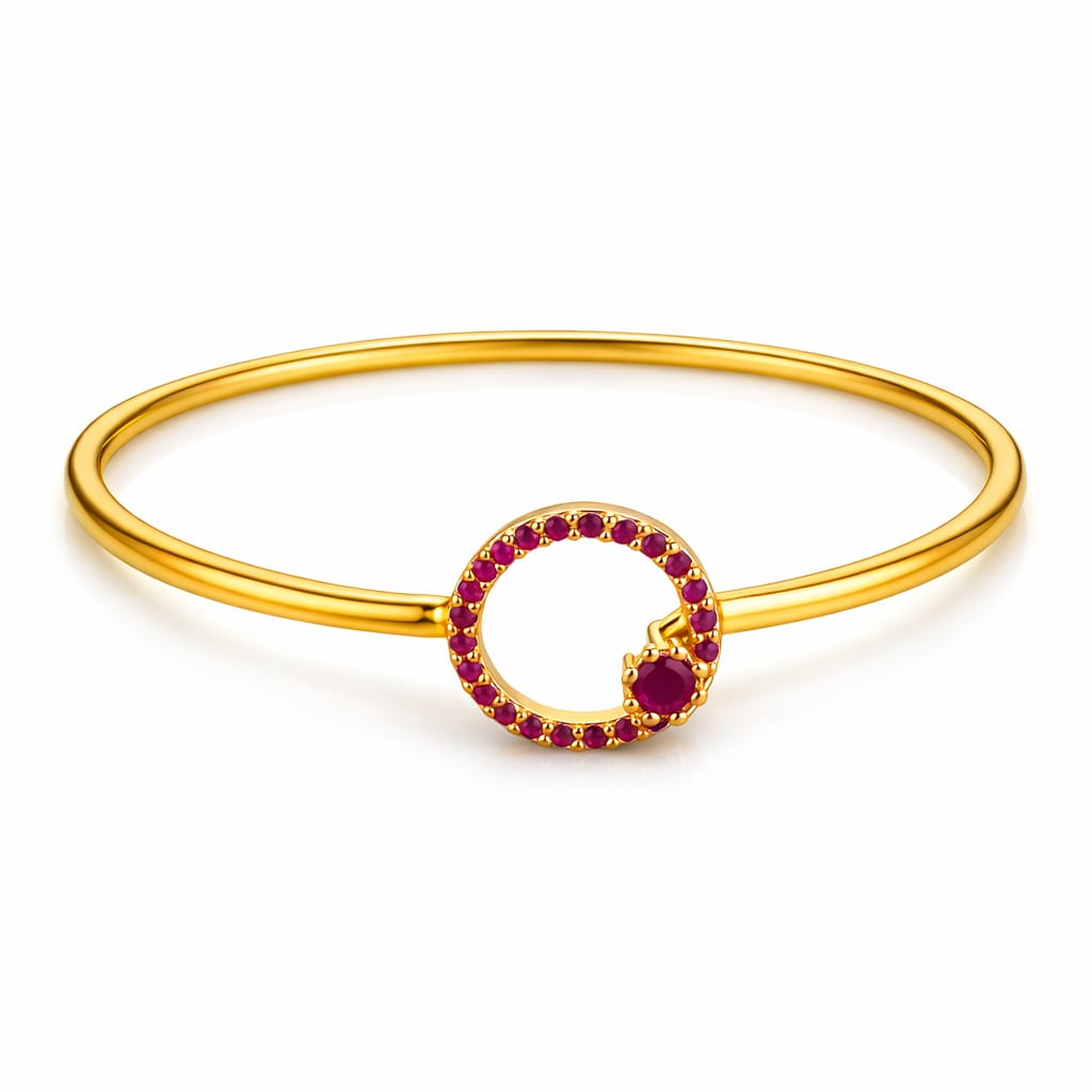 Emerald Circle Designer Gold Bangle