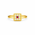 Ruby Square Halo Ring