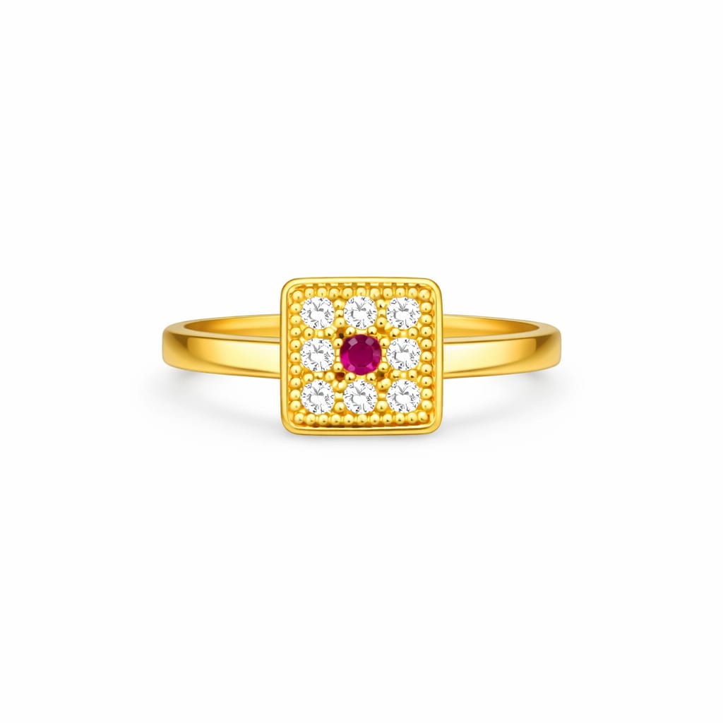 Ruby Square Halo Ring
