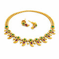 Emerald Ruby Floral Heritage Necklace Set