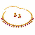 Ruby Floral Delicate Gold Necklace Set