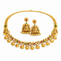 Gemstone Floral Heritage Gold Necklace Set