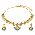Classic Stone-Edged Gold Necklace