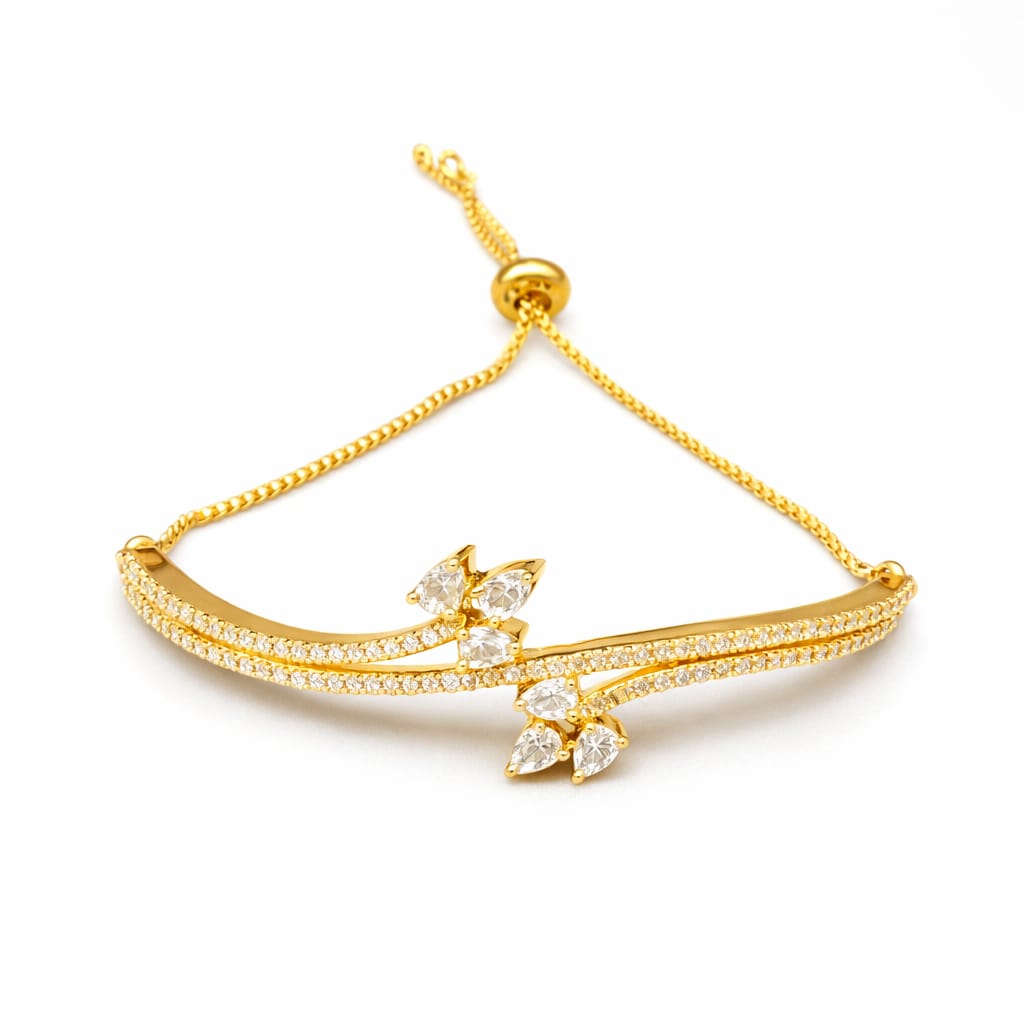 Blossom Glide Dual-Tone Zircon Gold Bracelet