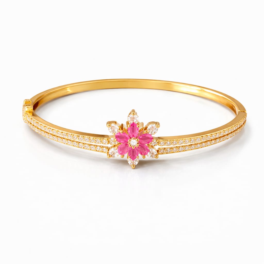 Blossom Radiance Pink Zircon Gold Kada
