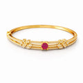 Ruby Bloom Triple-Line Zircon Gold Kada