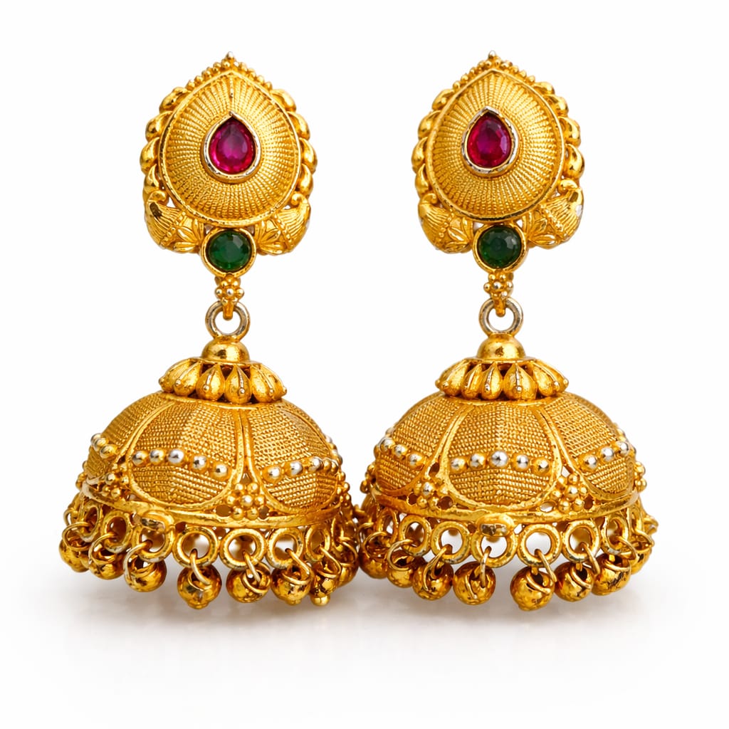 Classic Lakshmi Drop Temple Jhumka Earrings