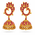 Peacock Ruby Temple Jhumka Earrings