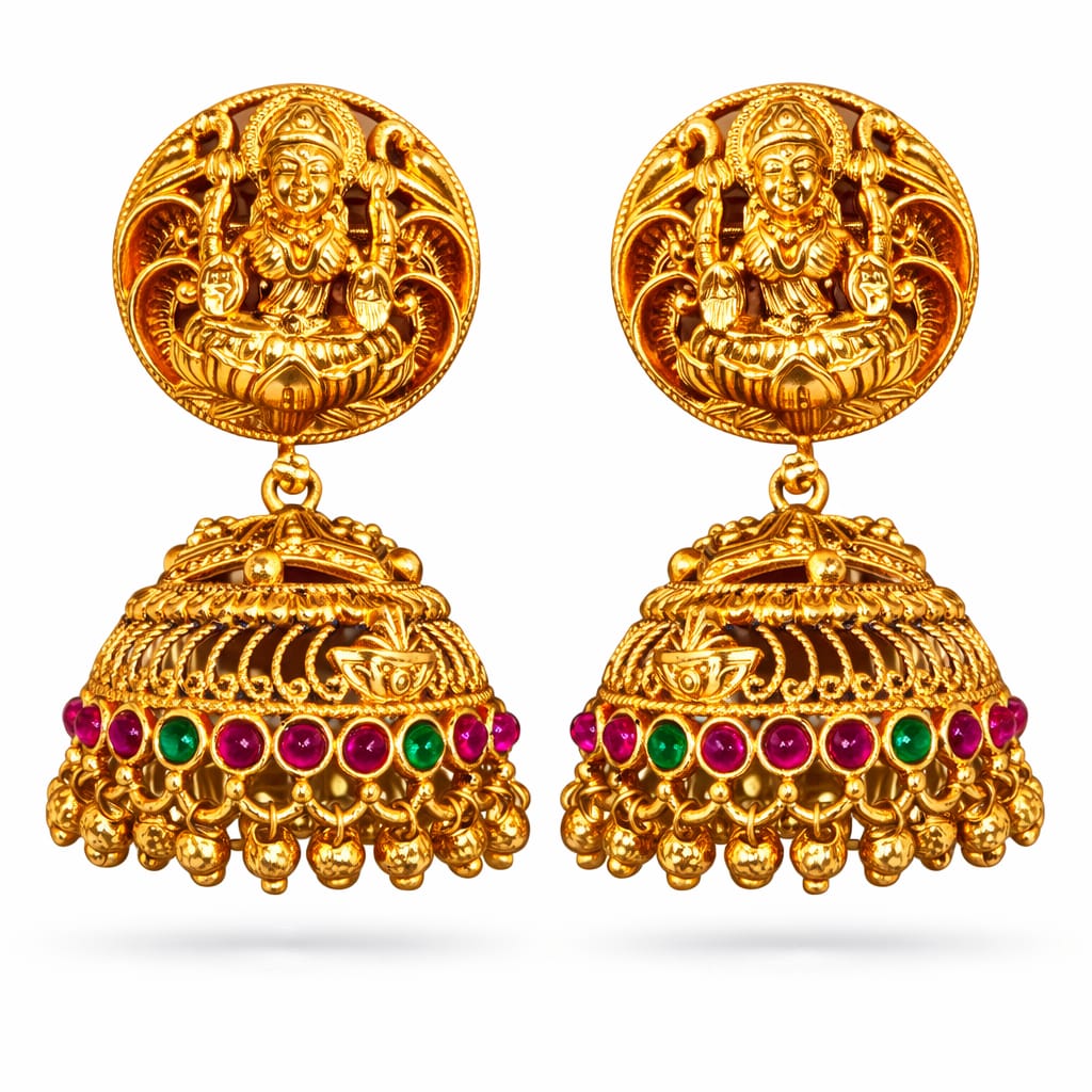 Lakshmi Antique Temple Jhumka Earrings