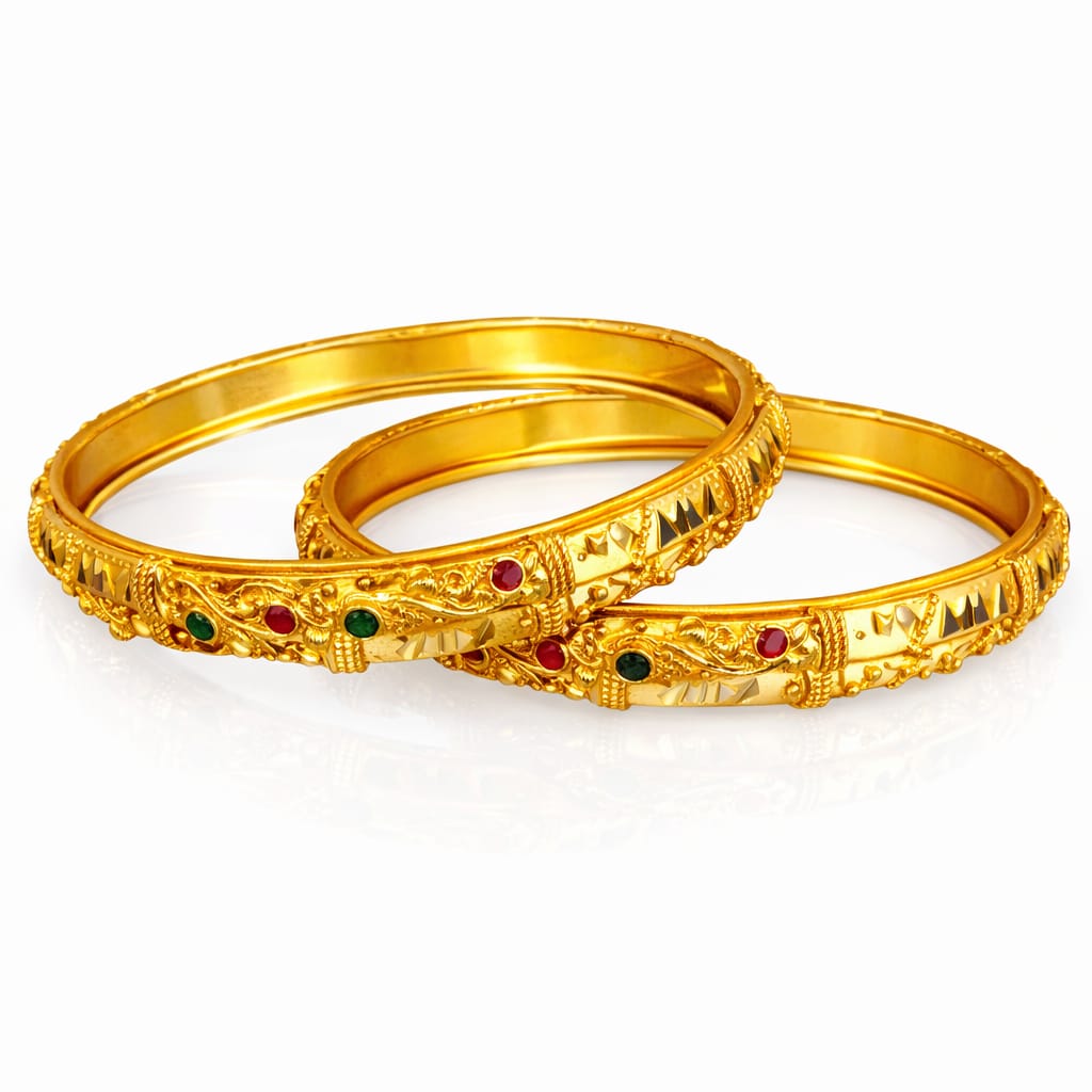 Royal Stone Studded Antique Gold Bangles