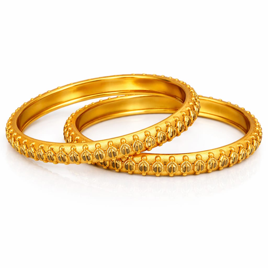 Leaf Motif Antique Gold Bangles