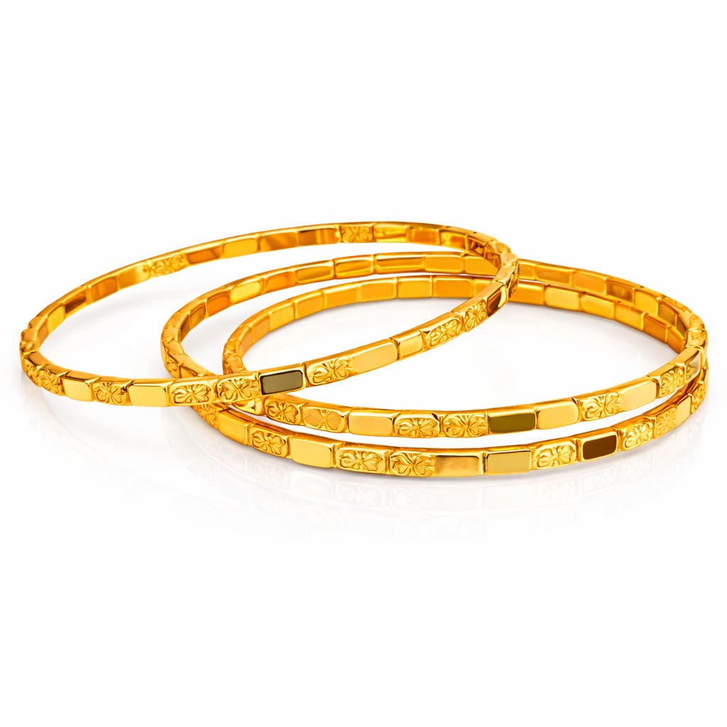 Geometric Link Gold Bangles