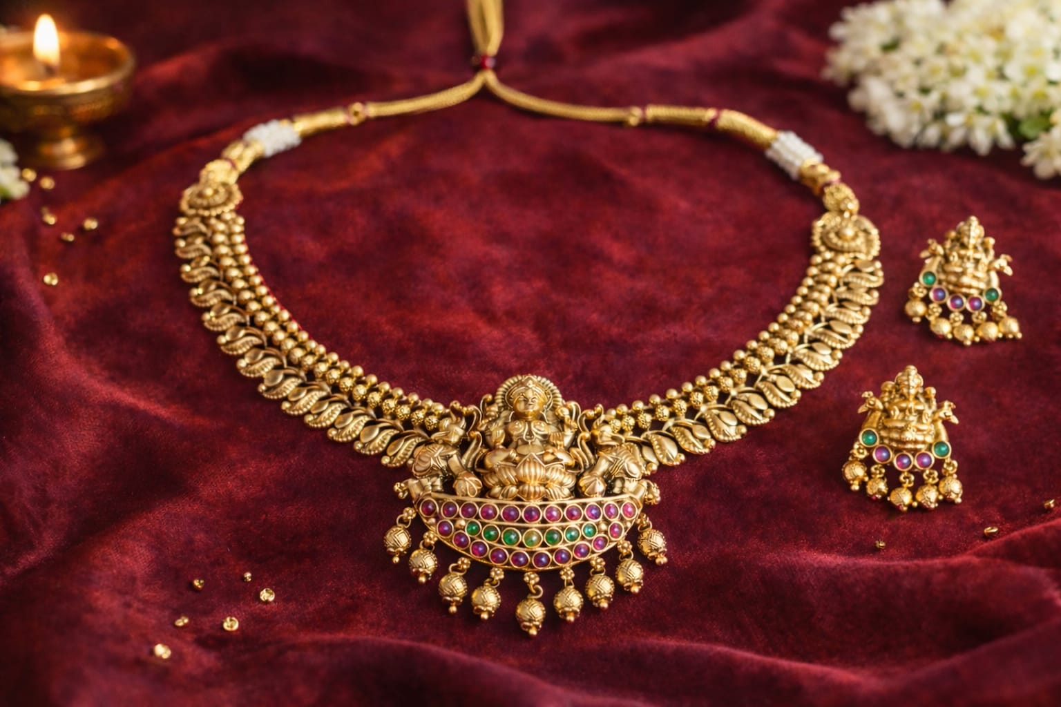 Classic Lakshmi Temple Necklace Set