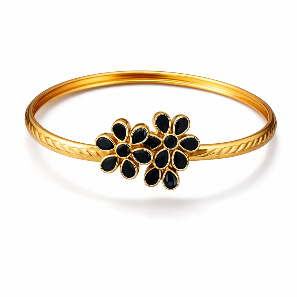 Trio Bloom Elegance Gold Kada
